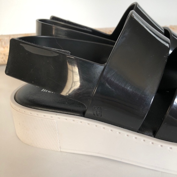 NWOB Melissa Soho PVC Platform Sandals, Black, 6 - Picture 2 of 8